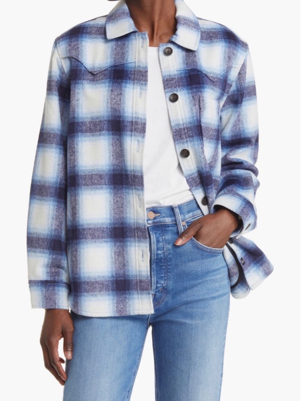 Rails Blue Trip Plaid Flannel Shirt Jacket In Azure Sapphire Size Small
